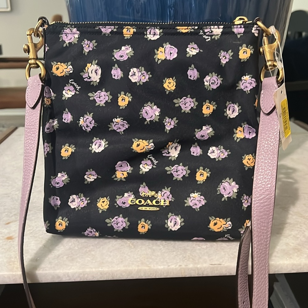 Coach Black and Purple Crossbody Bag with Floral Design - Picture 2 of 3